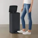 vidaXL M&uuml;lleimer mit Pedal Anti-Fingerabdruck 30 L Schwarz Edelstahl