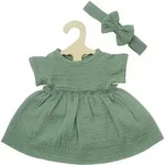 Puppenkleid aus 100 % Bio-Baumwolle mit R&uuml;schen und Haarband, salbeigr&uuml;n, 2-te