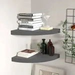 vidaXL Eck-Schweberegale 2 Stk. Hochglanz-Grau 35x35x3,8 cm MDF