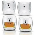 Intirilife 4x Doppelwandiges Thermo Glas Set in 230 ml im B&auml;ren Design &ndash;