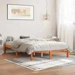 vidaXL Massivholzbett ohne Matratze Wachsbraun 120x190 cm Kiefernholz