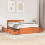 vidaXL Massivholzbett ohne Matratze Wachsbraun 120x190 cm Kiefernholz