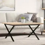 vidaXL Couchtisch X-Gestell 90x90x45,5cm Massivholz Kiefer & Stahl