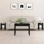 vidaXL Satztische 3 Stk. Schwarz Massivholz Kiefer