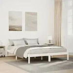 vidaXL Massivholzbett Extra Lang ohne Matratze Wei&szlig; 140x210 Kieferholz
