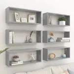vidaXL W&uuml;rfelregale 6 Stk. Betongrau 60x15x23 cm Holzwerkstoff