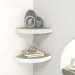 vidaXL Eck-Schweberegale 2 Stk. Eichen-Optik und Wei&szlig; 35x35x3,8 cm MDF