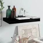 vidaXL Schweberegal Hochglanz-Schwarz 40x23x3,8 cm MDF
