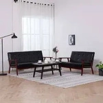 vidaXL 2-tlg. Sofagarnitur Schwarz Kunstleder