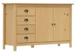 vidaXL Sideboard Hill Honigbraun 130x40x80 cm Massivholz Kiefer