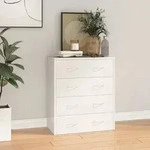 vidaXL Kommode mit 4 Schubladen 60x30,5x71 cm Hochglanz-Wei&szlig;