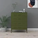 vidaXL Kommode Olivgr&uuml;n 80x35x101,5 cm Stahl