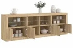 vidaXL Sideboard mit LED-Leuchten Sonoma-Eiche 202x37x67 cm