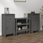 vidaXL Sideboards 2 Stk. Grau 40x35x80 cm Massivholz Kiefer