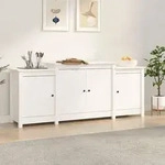 vidaXL Sideboard Wei&szlig; 164x37x68 cm Massivholz Kiefer