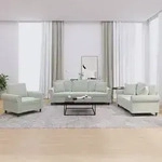 vidaXL 3-tlg. Sofagarnitur mit Kissen Hellgrau Samt