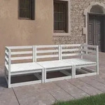 vidaXL Outdoor-Sofa 3-Sitzer Wei&szlig; Massivholz Kiefer