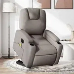 vidaXL Elektrischer Massagesessel mit Aufstehhilfe Taupe Stoff