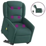 vidaXL Elektrischer Massagesessel mit Aufstehhilfe Dunkelgr&uuml;n Stoff