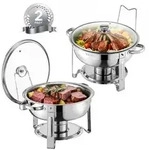 VEVOR Chafing Dish Buffet Speisenw&auml;rmer mit 2 Beh&auml;ltern in voller Gr&ouml;_e (4,7 L