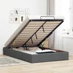 vidaXL Ottoman-Bett ohne Matratze Dunkelgrau 120x190 cm Stoff