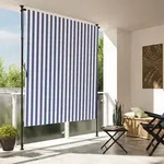vidaXL Au&szlig;enrollo Blau und Wei&szlig; 200x270 cm Stoff und Stahl