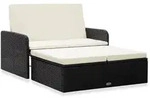 vidaXL 2-tlg. Garten-Lounge-Set mit Auflagen Poly Rattan Schwarz