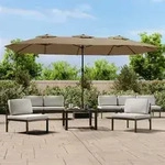 vidaXL Doppel-Sonnenschirm mit LED-Leuchten Taupe 449x265 cm