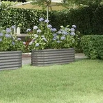 vidaXL Hochbeet Pulverbeschichteter Stahl 114x40x36 cm Grau