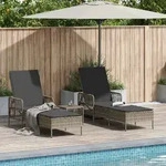 vidaXL Sonnenliege Set Set aus 3 Grau und Dunkelgrau PE Rattan