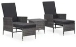 vidaXL 3-tlg. Garten-Lounge-Set mit Kissen Poly Rattan Grau