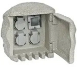 EVN 2303FE2 Gartensteckdose 3fach Granit-Grau (matt) Steinoptik, mit Fernbedienung