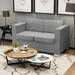 vidaXL Sofa 2-Sitzer Stoff Hellgrau