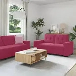 vidaXL 2-tlg. Sofagarnitur mit Kissen Weinrot Samt