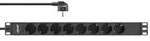 "InLine&reg; 19" Steckdosenleiste, 8-fach Schutzkontakt, ohne Schalter, 2m, schwarz"