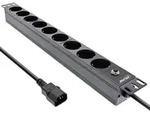 InLine&reg; 19 Steckdosenleiste, 9-fach Schutzkontakt, C14 Stecker, &Uuml;berlastschutz