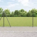 vidaXL Drahtzaun mit 13 Flanschpfosten 1,2 x 25 m Feuerverzinkter Stahl
