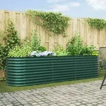 vidaXL Hochbeet Gr&uuml;n 320x80x81 cm Verzinkter Stahl
