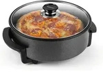 GOURMETmaxx elektrische Pizza-Pfanne mit Thermostat Glasdeckel ⌀ 30 cm 1500 W