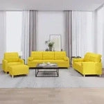 vidaXL 4-tlg. Sofagarnitur mit Kissen Hellgelb Stoff