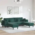 vidaXL Samt Sofa mit Kissen mit Kissen 3 pcs Dunkelgr&uuml;n 208 cm Samt
