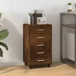 vidaXL Schubladenschrank mit Rollen R&auml;uchereiche Holzwerkstoff
