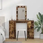 vidaXL Schminktisch mit LED-Leuchten R&auml;uchereiche 102x33x135 cm