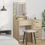 vidaXL Schminktisch mit LED-Leuchten Sonoma Eiche, 50x41x135 cm