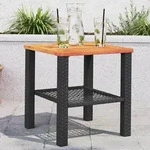 vidaXL Gartentisch Schwarz 40x40x42 cm Poly Rattan Akazienholz