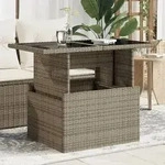 vidaXL Gartentisch mit Glasplatte Grau 100x55x73 cm Poly Rattan