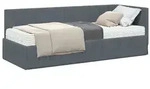 vidaXL Eckbettgestell mit Matratze mit Kopfteil 2 pcs Grau Samt