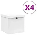 vidaXL Aufbewahrungsboxen mit Deckeln 4 Stk. 28x28x28 cm Wei&szlig;