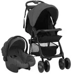 vidaXL 3-in-1 Kinderwagen Dunkelgrau und Schwarz Stahl