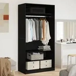 vidaXL Kleiderschrank in Schwarz mit Eiche 100x50x200 cm aus Holzwerkstoff